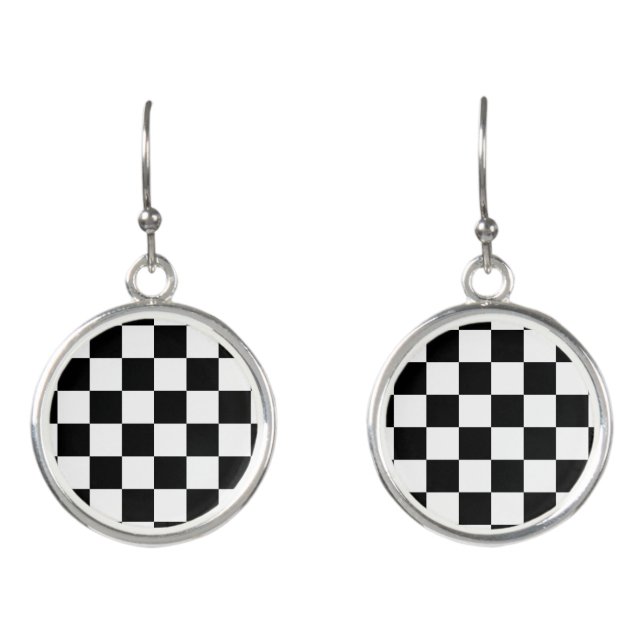Retro Checker Patterned Earrings (Front)