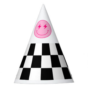 Retro Checker Two Cool Smile Birthday Party Hat