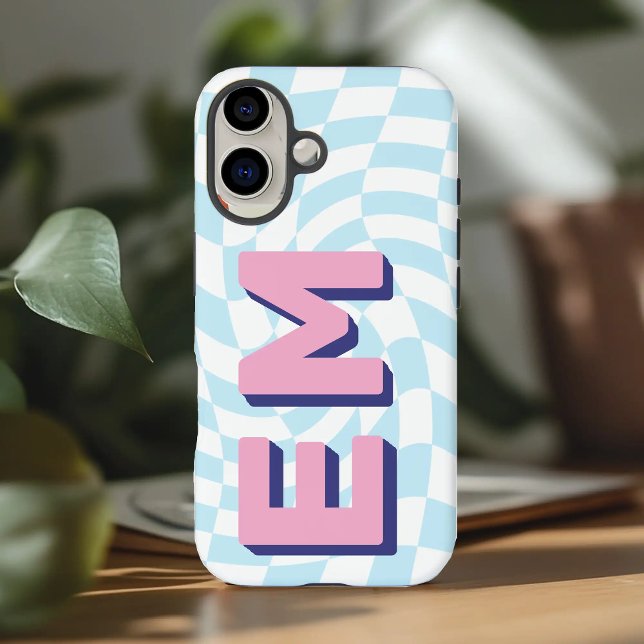 Retro Checkerboard Aesthetic Monogram Case-Mate iPhone Case (monogram checkerboard iphone 16 case)