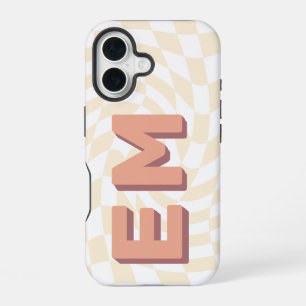 Retro Checkerboard Aesthetic Monogram iPhone 16 Case