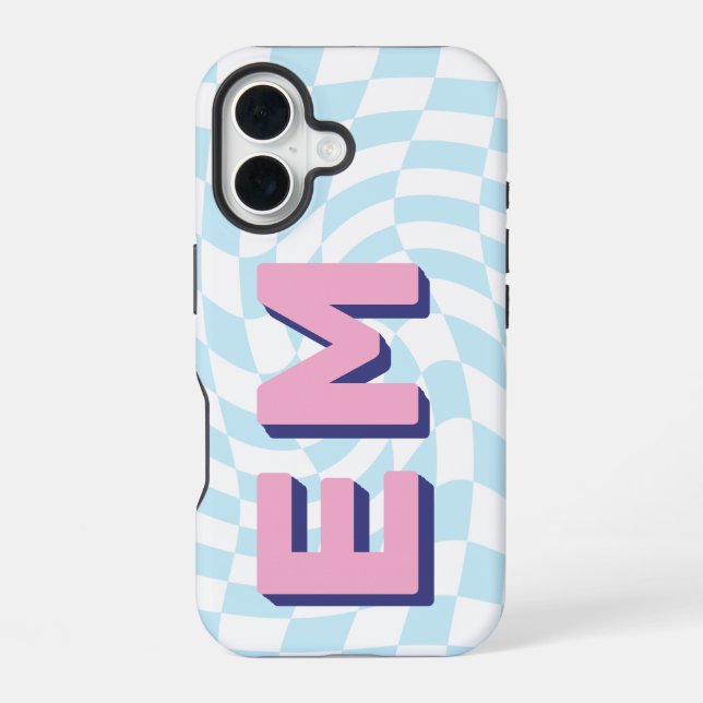 Retro Checkerboard Aesthetic Monogram Iphone Case (Back)