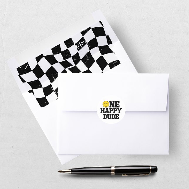 Retro Checkerboard Black And White 1st Birthday  Envelope Liner (Creator Uploaded)