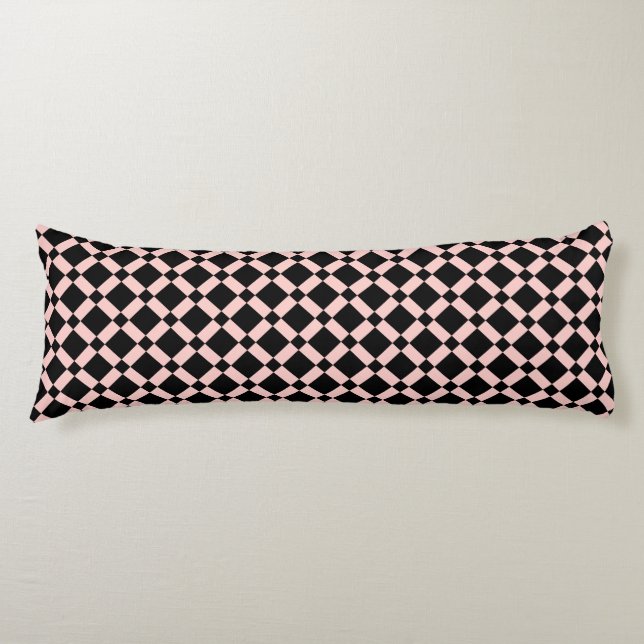 Retro Checkerboard, Black & Pink Body Pillow (Front)