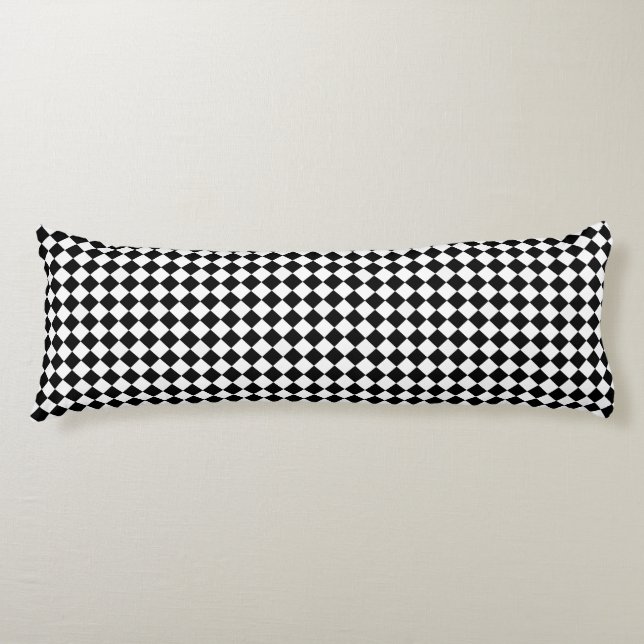 Retro Checkerboard, Black & White Body Pillow (Front)