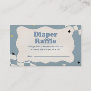 Retro Checkerboard Blue Baby Boy Diaper raffle Enclosure Card