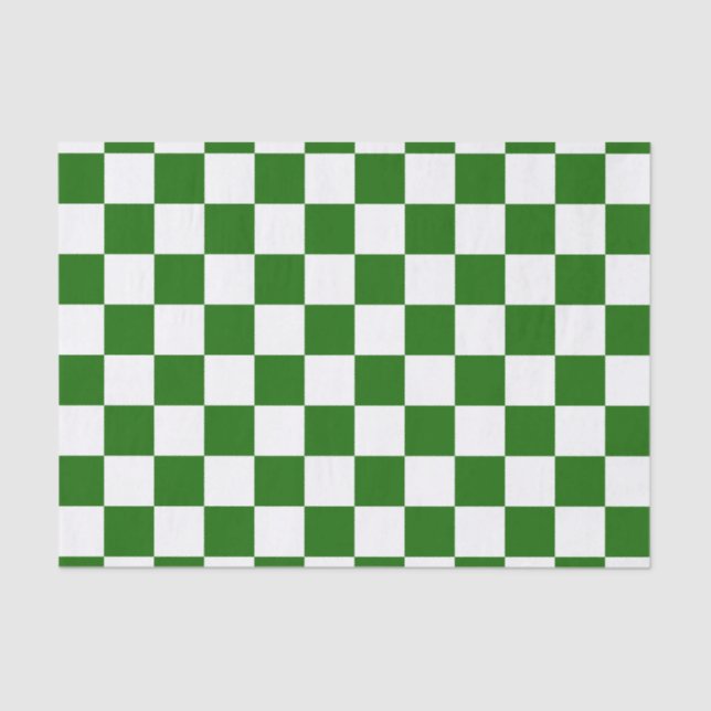 Retro Checkerboard Checker Board Green Christmas  Tissue Paper (Front)