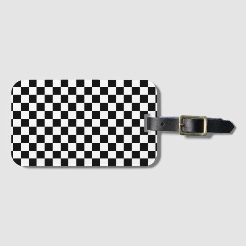 Retro Checkerboard Checkered Pattern black White Luggage Tag