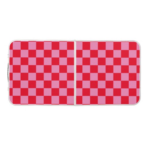 Retro Checkerboard Checkered Pattern Pink Orange Beer Pong Table