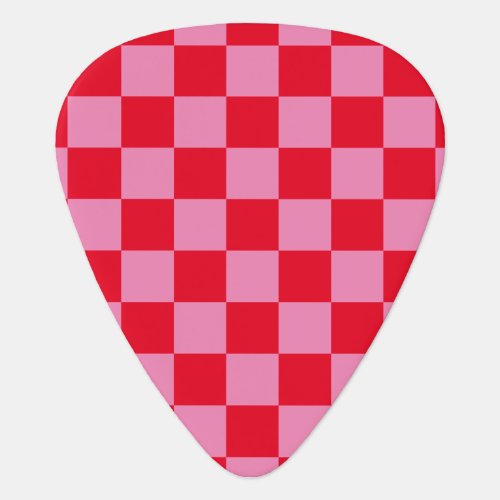 Retro Checkerboard Checkered Pattern Pink Orange Guitar Pick