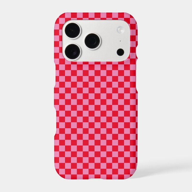 Retro Checkerboard Checkered Pattern Pink Orange Iphone Case (Back)