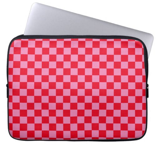 Retro Checkerboard Checkered Pattern Pink Orange Laptop Sleeve