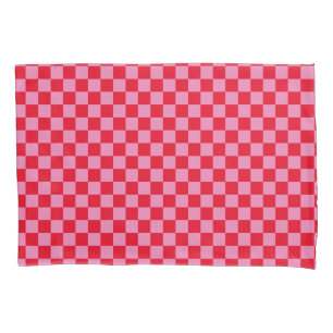 Retro Checkerboard Checkered Pattern Pink Orange Pillow Case