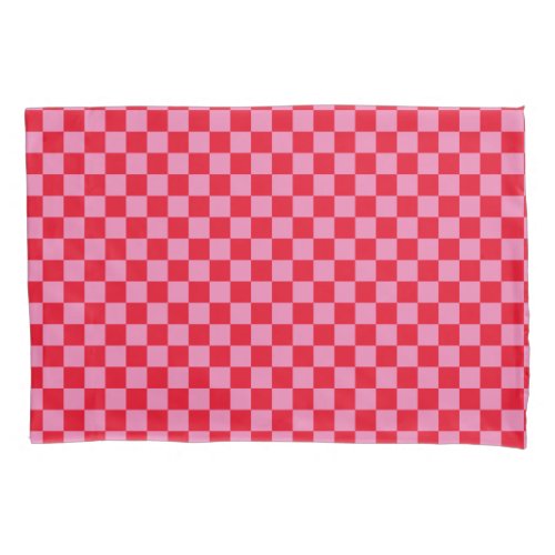 Retro Checkerboard Checkered Pattern Pink Orange Pillow Case