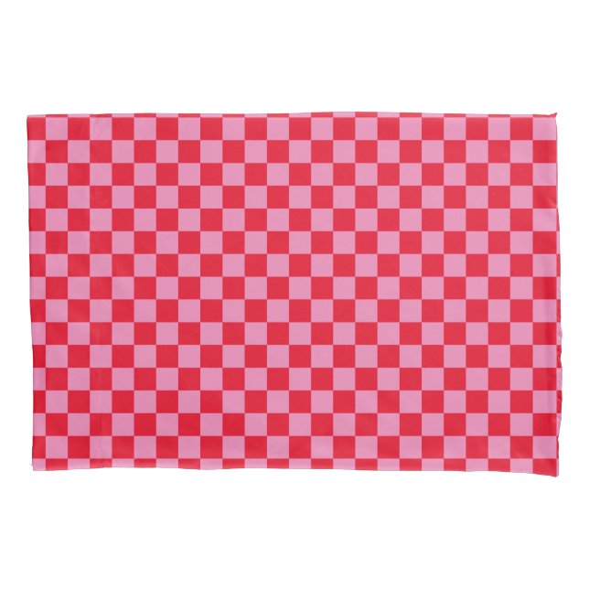 Retro Checkerboard Checkered Pattern Pink Orange Pillow Case (Front)