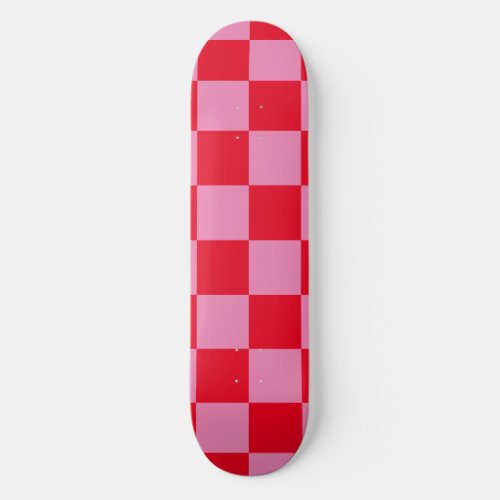 Retro Checkerboard Checkered Pattern Pink Orange Skateboard