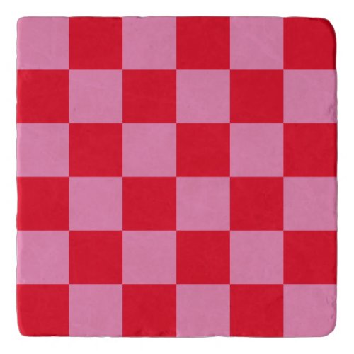 Retro Checkerboard Checkered Pattern Pink Orange Trivet
