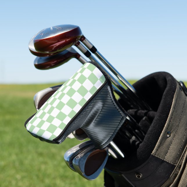 Retro Checkerboard Golf Head Cover (In Situ)