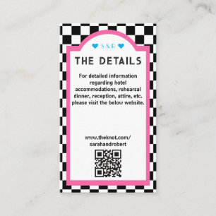 Retro Checkerboard Pink Blue Black & White Details Enclosure Card