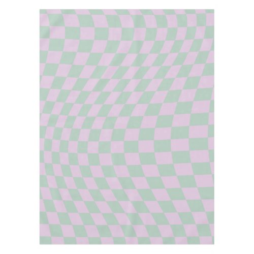 Retro Checkerboard Sage Green Purple Check Pattern Tablecloth