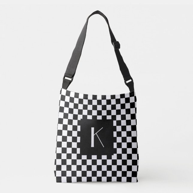 retro checkerboard with your monogram crossbody bag (Front)