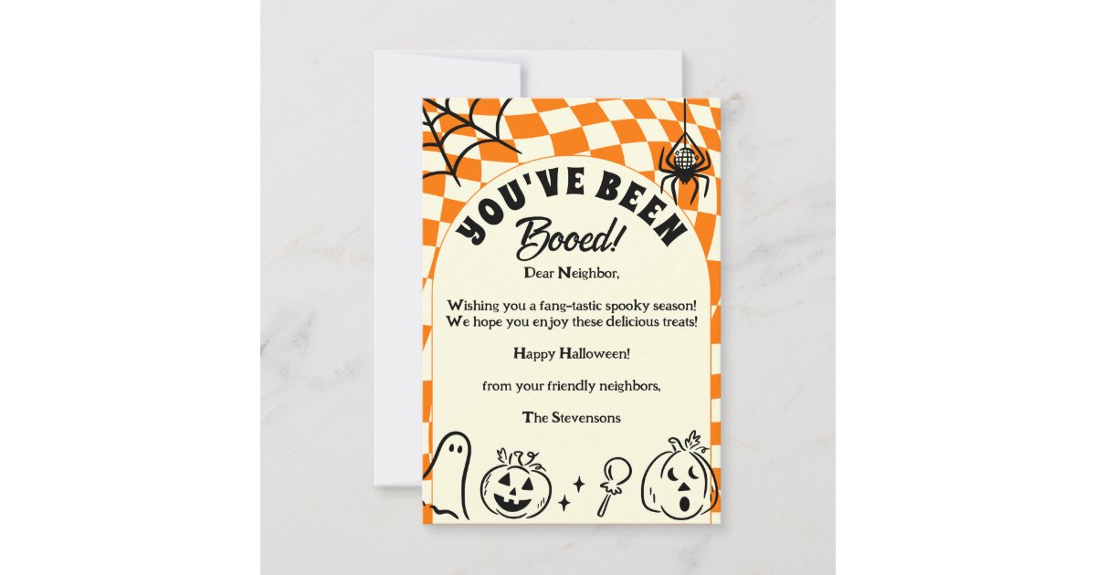 Retro Checkerboard You've Been Booed Note Card | Zazzle