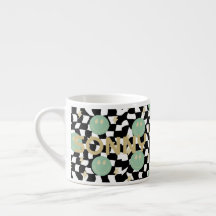 Retro Checkered and Lightening Bolts Name Kid Mug