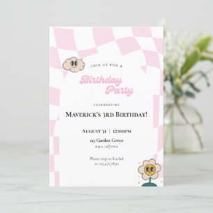 Retro Checkered Birthday Invitation