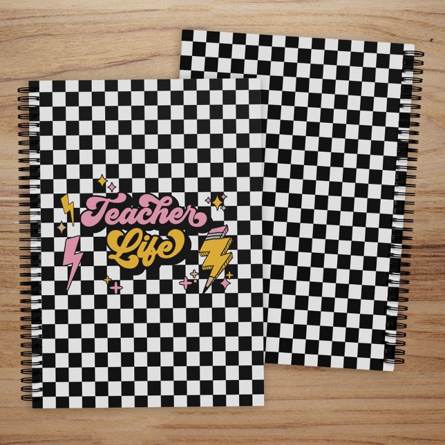Retro Checkered Black and White Teacher Life Planner (Creator Uploaded)