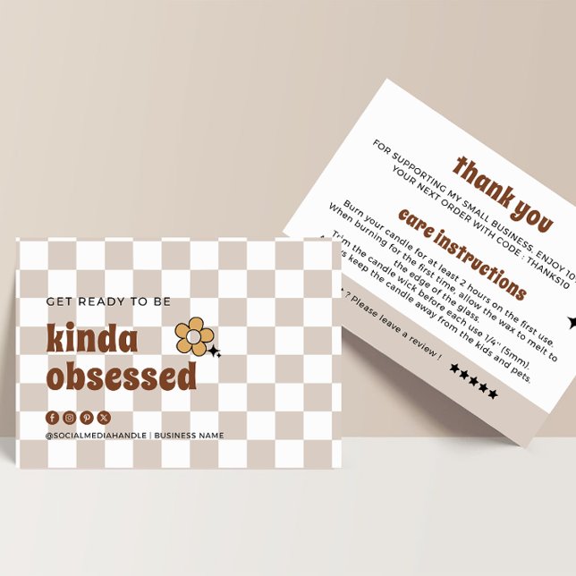 Retro Checkered Candle Care  Thank You Card (Creator Uploaded)