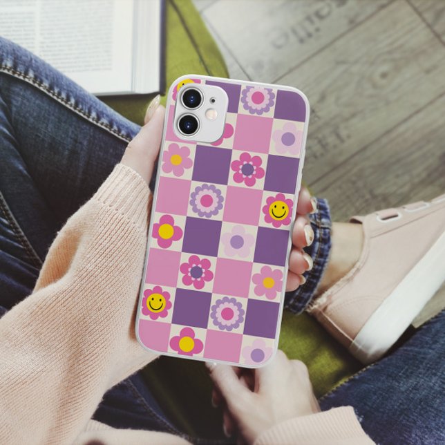 Retro Checkered Checker Y2K Floral Pattern Case-Mate iPhone Case (Creator Uploaded)