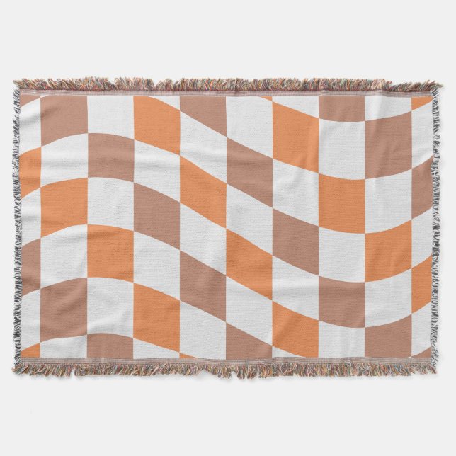Retro Checkered Fall Fringe Throw Blanket (Front)