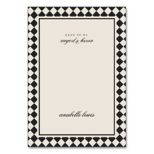 Retro Checkered Guest Name Wedding Place Card