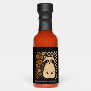 Retro Checkered Halloween Raccoon Hot Sauces