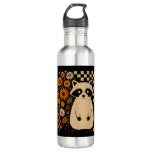 Retro Checkered Halloween Raccoon Stainless Steel Water Bottle