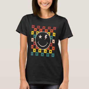 Retro Checkered Happy Smiling Face 1 T-Shirt