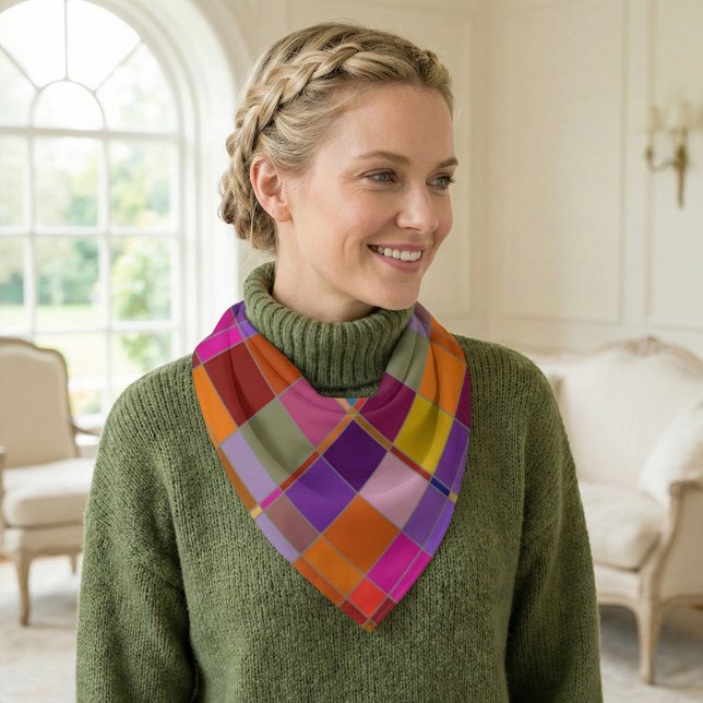 Retro Checkered Pattern Bandana (Bandana with a retro checkered pattern in warm colors)