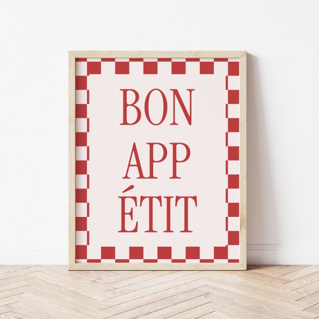 Retro Checkered Pattern 'Bon Appétit' Kitchen Poster (Creator Uploaded)