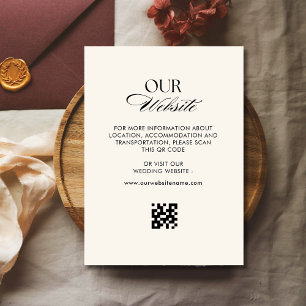 Retro checkered pattern QR code wedding website Enclosure Card