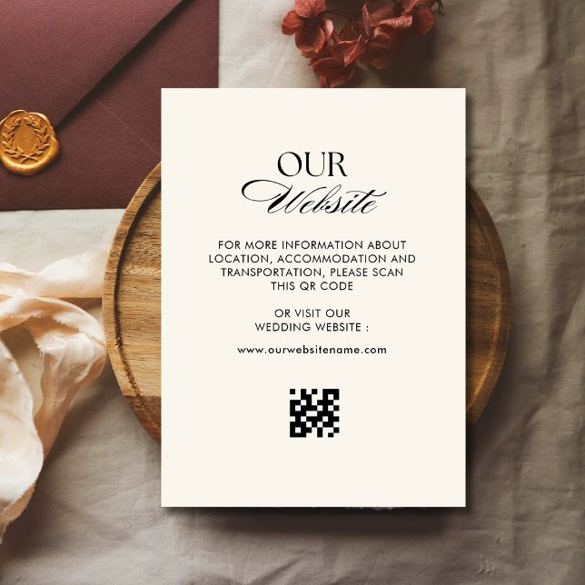 Retro checkered pattern QR code wedding website Enclosure Card (Creator Uploaded)