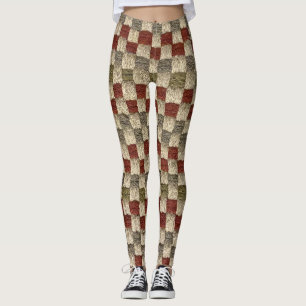 Retro Checkered Potholder Design Leggings