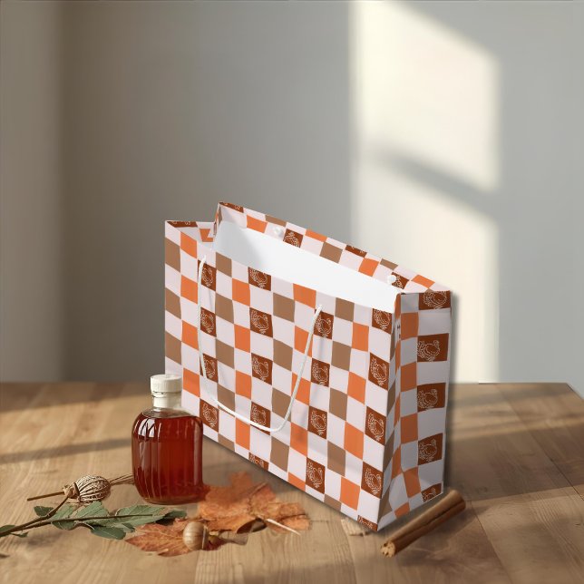 Retro Checkered Turkey Gift Bag (Retro Checkered Turkey Gift Bag)