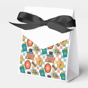 Retro Checkered Vacation Travel Themed Favor Boxes