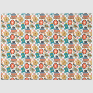 Retro Checkered Vacation Travel Themed Tissue Paper