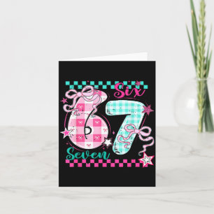 Retro Checkered Valentine Six Seven Meme 67 Viral Card