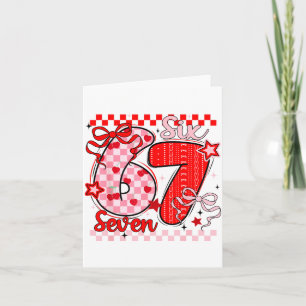 Retro Checkered Valentine Six Seven Meme 67 Viral Card