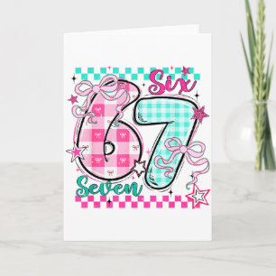 Retro Checkered Valentine Six Seven Meme 67 Viral  Card
