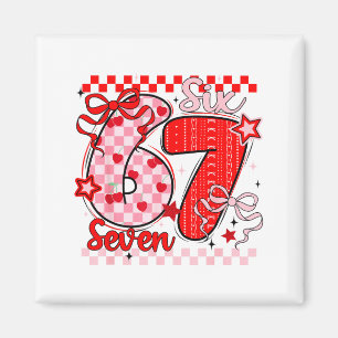 Retro Checkered Valentine Six Seven Meme 67 Viral Magnet