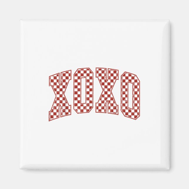 Retro Checkered Xoxo Valentine Vibes Valentines Da Magnet (Front)