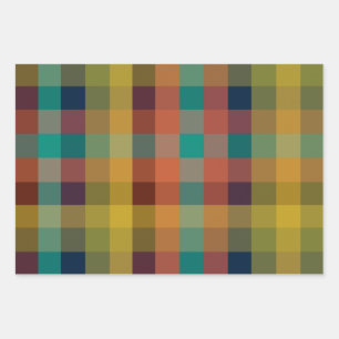 Retro Checks and Mid Mod Stripes Wrapping Paper Sheets