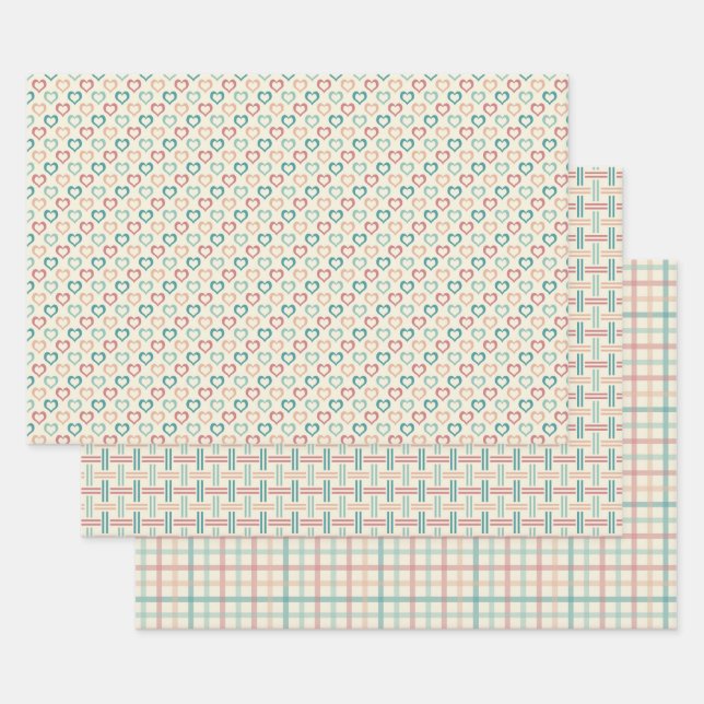 Retro checks wrapping paper sheets (Set)